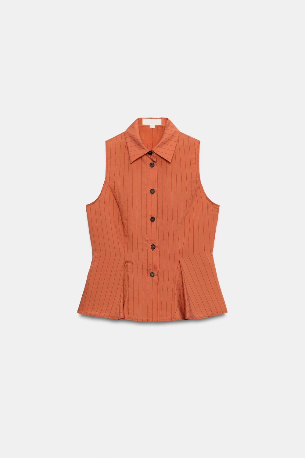 ZARA ЖИЛЕТ В ПОЛОСКУ С БАСКОЙ, МЕДНЫЙ
