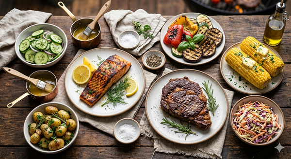 Лучшие закуски и гарниры к рыбе и мясу на гриле: рецепты