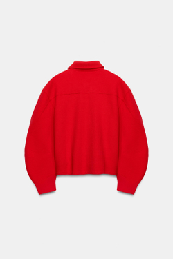 ZARA ТОЛСТОВКА С ОТЛОЖНЫМ ВОРОТНИКОМ, КРАСНЫЙ