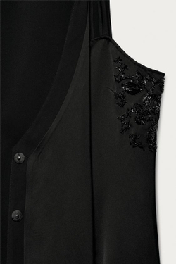 ZARA X MARISA BERENSON КОРОТКОЕ ПЛАТЬЕ С ВЫШИВКОЙ, ЧЕРНЫЙ