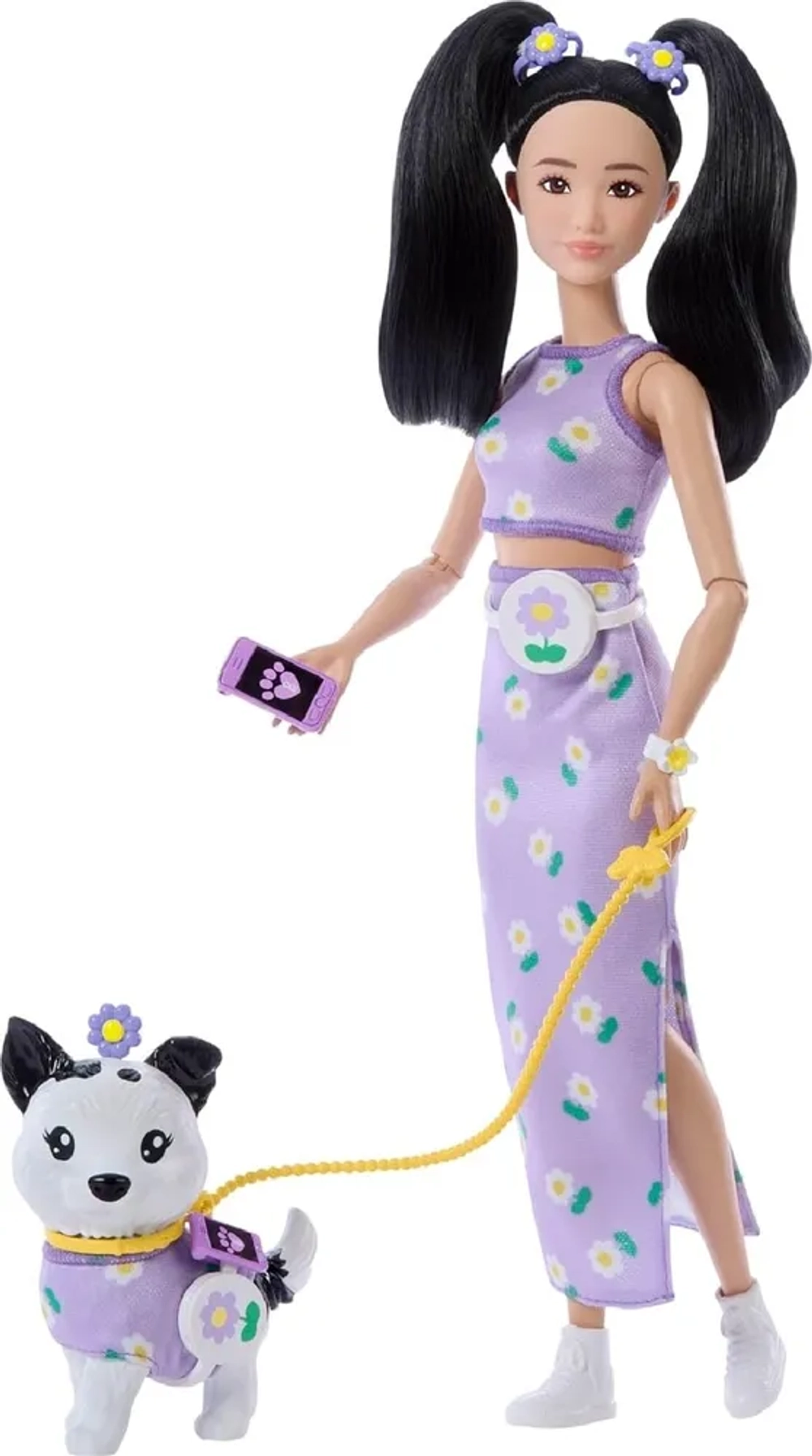 Кукла Barbie Twinning Looks with Pet Dog с черными волосами