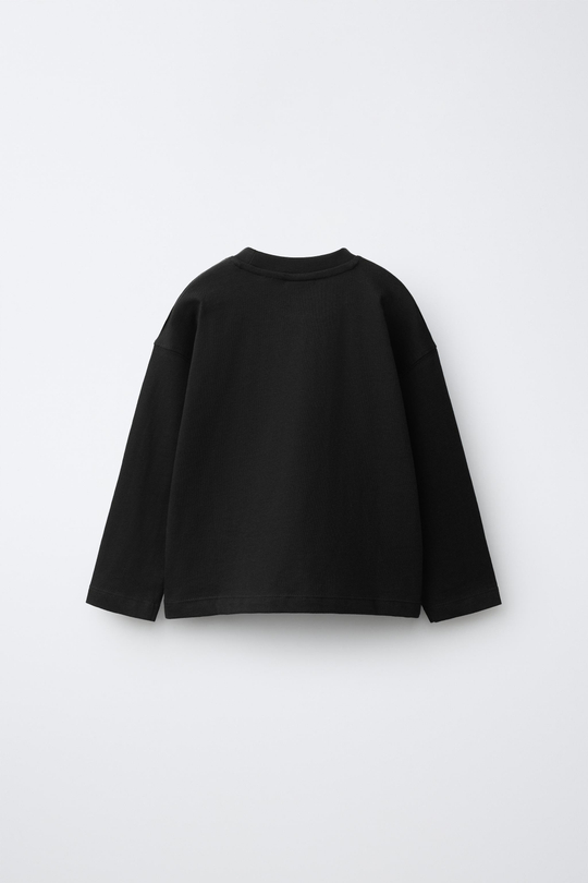 ZARA ОДНОТОННЫЙ ЛОНГСЛИВ, ЧЕРНЫЙ