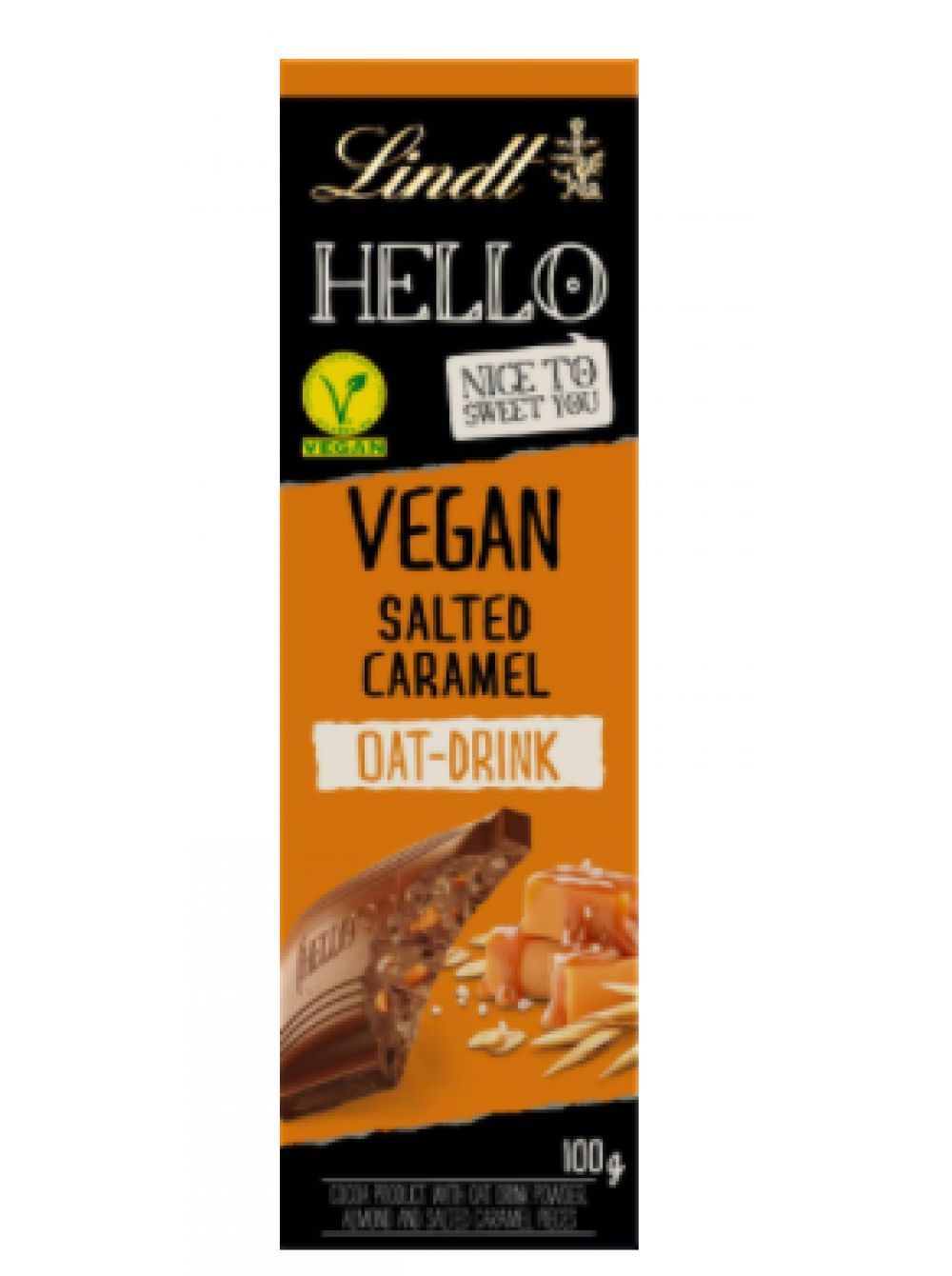 Шоколадный батончик Lindt HELLO Salted Caramel, Vegan соленая карамель 100 г (из Финляндии)