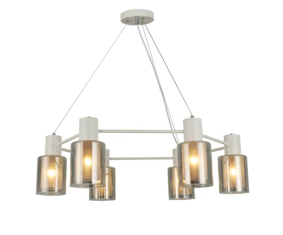 Люстра подвесная Rilon 74705/6 WHITE+CHROME, 6×40 Вт, хромированная и белая
