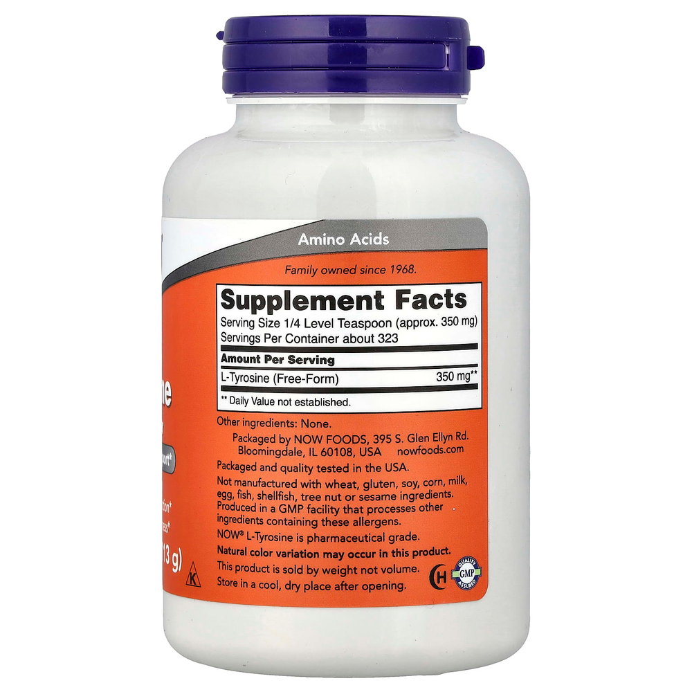 NOW Foods, L-тирозин, чистый порошок, 113 г (4 унции)