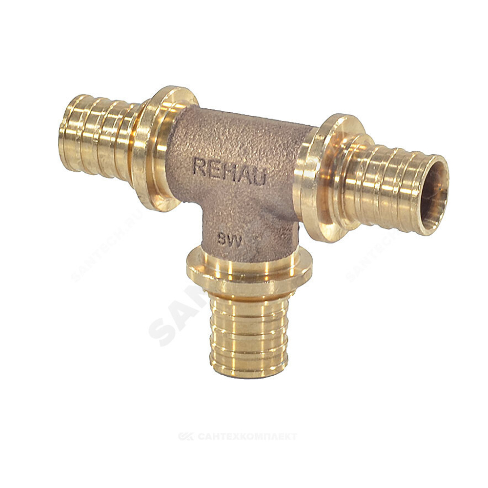 Тройник для PE-X труб аксиальный бронза Дн 16х16х16 RAUTITAN PLATINUM RX Rehau 13777241001