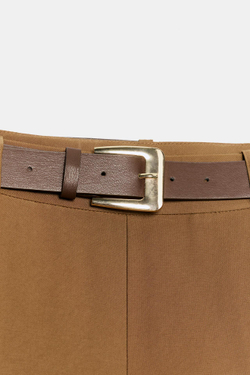 ZARA ДЛИННЫЕ ШОРТЫ С РЕМНЕМ, КОРИЧНЕВЫЙ
