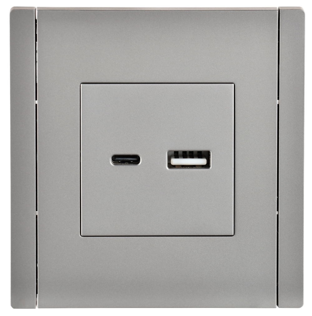 FORTE&PIANO Розетка USB A+C 3,1А FP550 сталь IEK