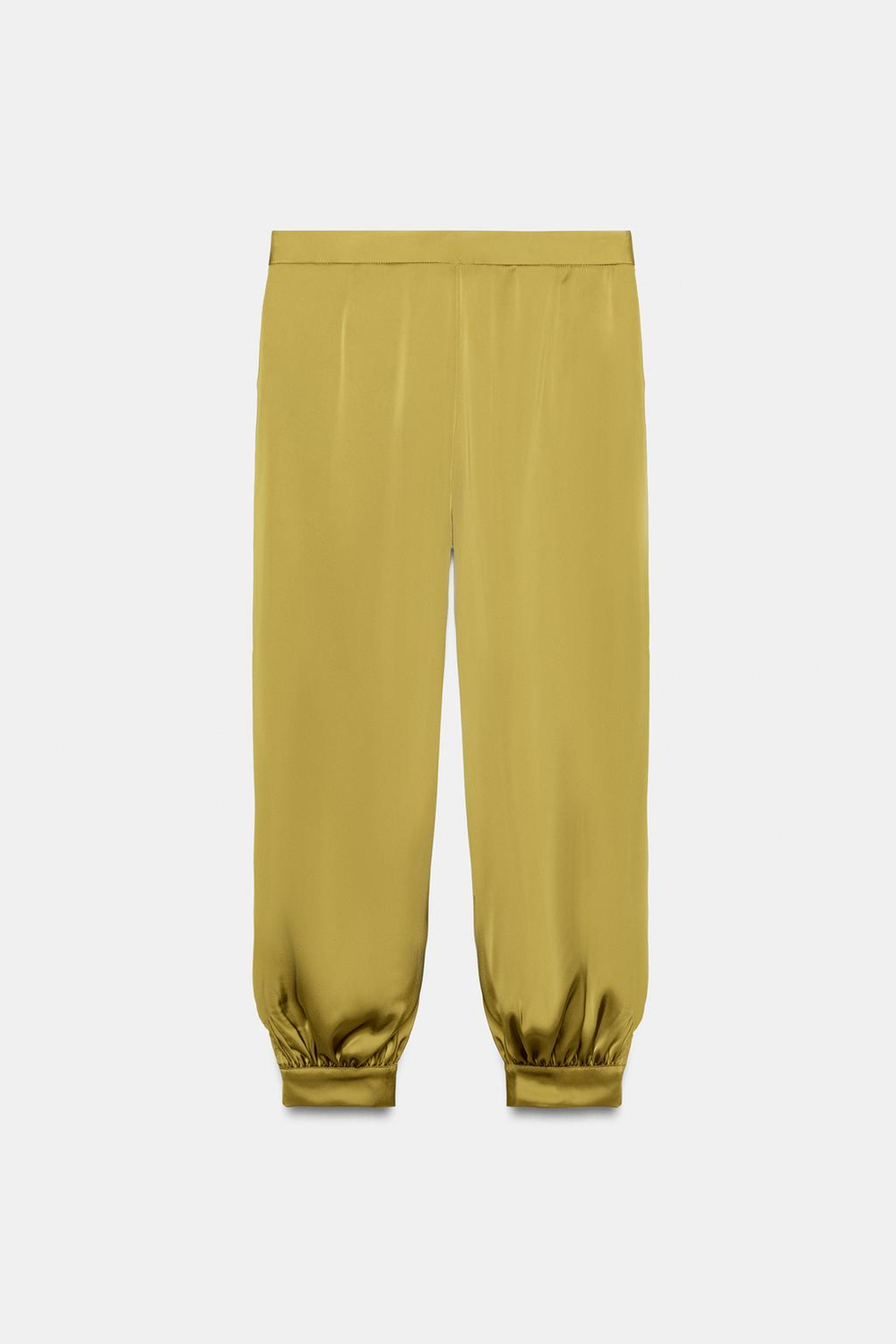 ZARA АТЛАСНЫЕ БРЮКИ-САРУЭЛЬ С АНИМАЛИСТИЧЕСКИМ ПРИНТОМ, ЦВЕТ ОЛИВКОВОГО МАСЛА