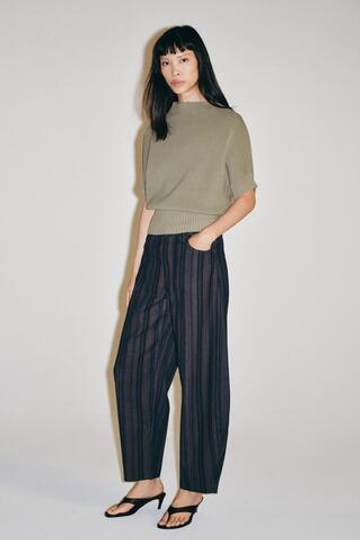 ZARA ДЖИНСЫ TAPERED С ВЫСОКОЙ ПОСАДКОЙ — ZW COLLECTION, КОРИЧНЕВЫЙ