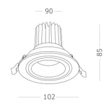 Светильник встраиваемый LED 10W 3000K 750Lm Ra>90 38° IP20 D102xH85 170-240V