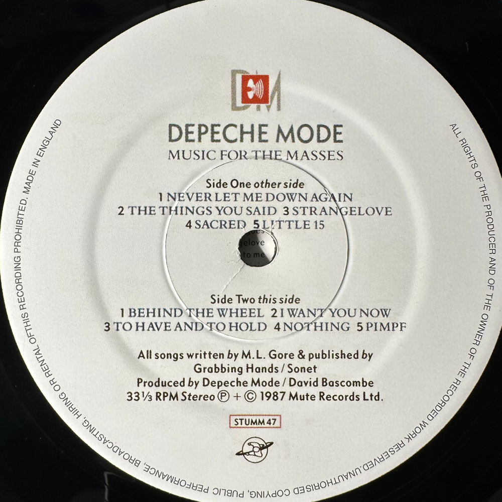 Depeche Mode ‎– Music For The Masses (Англия 1987г.)