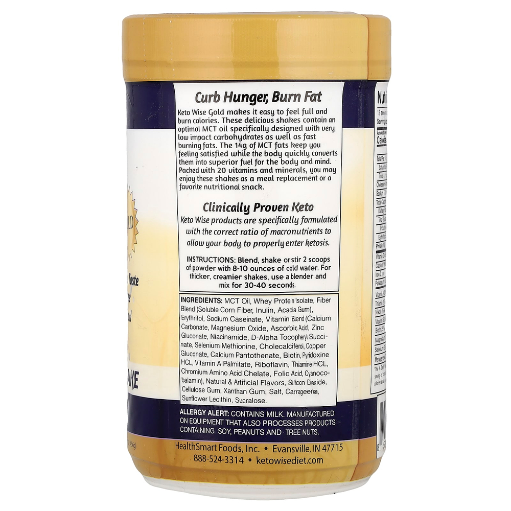 Keto Wise, Gold, Meal Replacement Shake, French Vanilla, 16.1 oz (456 g)