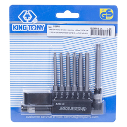 Набор вставок (бит) с воротком-битодержателем 1/4", TORX с отверстием, T10-T40, 8 предметов KING TONY 2128PR