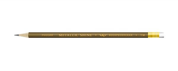 Карандаш чернографитный круглый с ластиком заточенный ТМ (HB) 72 шт, Metallic shine MS03, 1-1611 золотой, ВКФ MS03