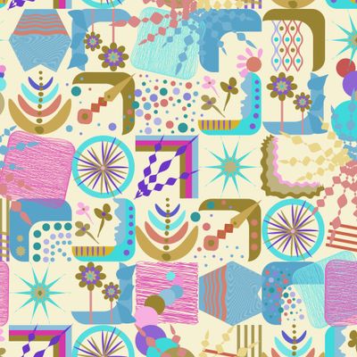 geometric abstraction doodle stripes flowers