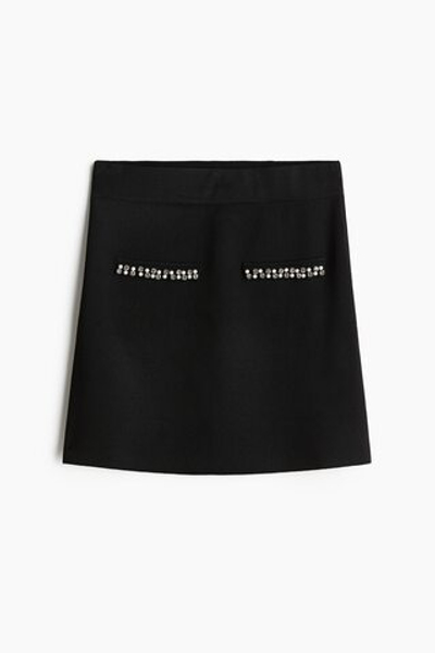 Трикотажная мини-юбка со стразами - H&M