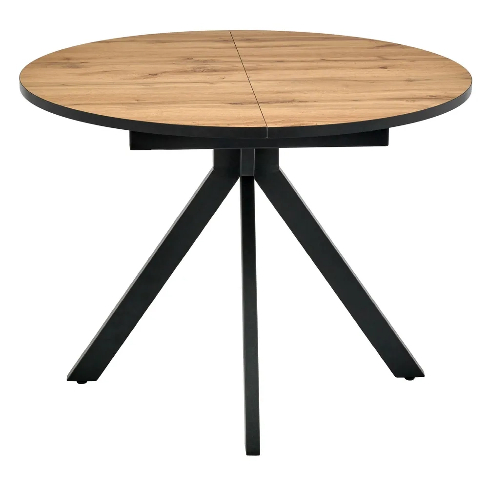 Стол Bradex Home Rudolf круглый раскладной 100-130x100x75см, Дуб Вотан, чёрный