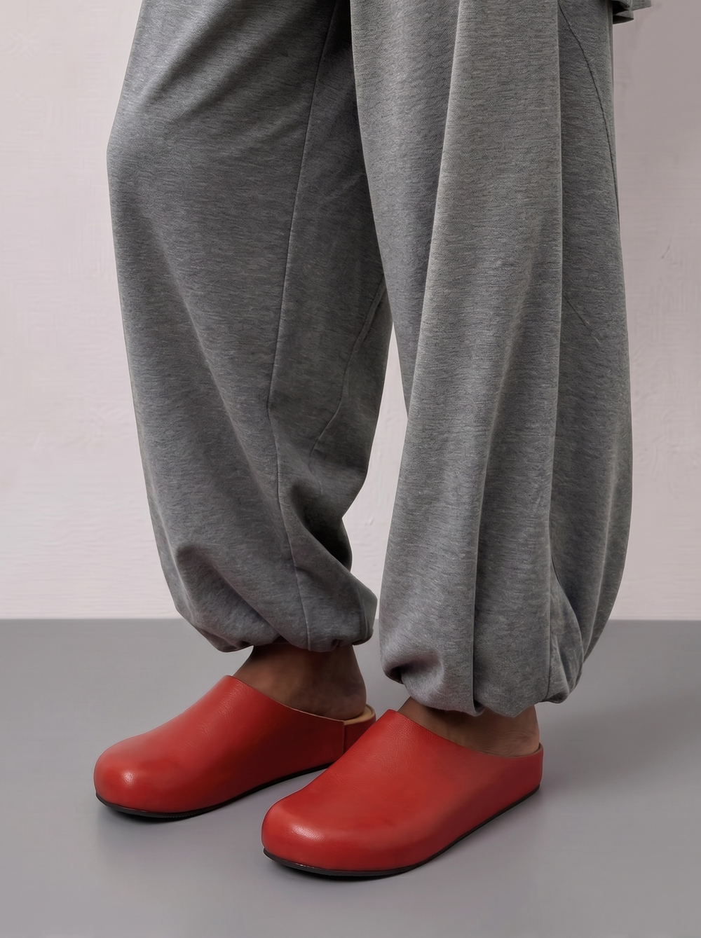 mule red leather