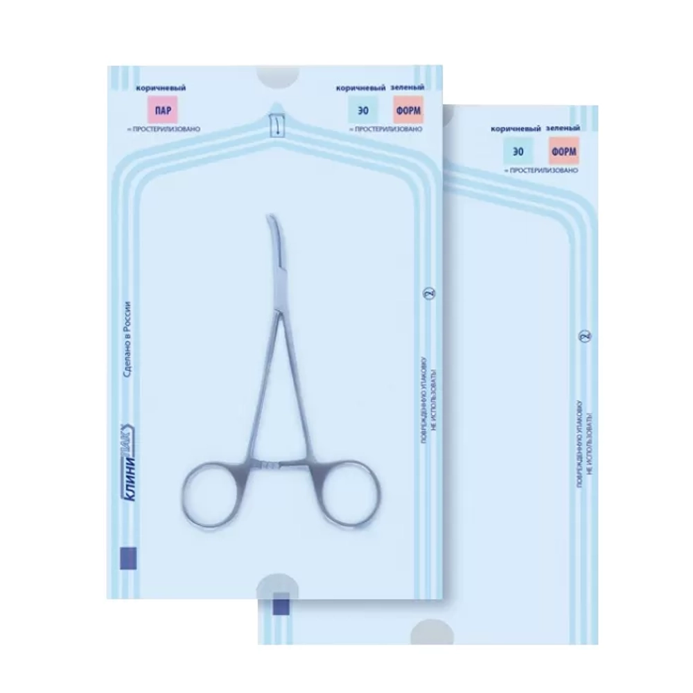 Пакет для стерилизации пар/газ термосвариваемый плоский Клинипак 75х580 мм 1000 шт
