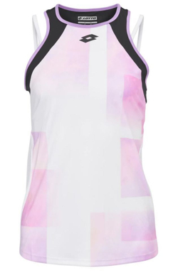 Женский топ теннисный Lotto Top Ten W III Tank PRT PL - bright white/bellflo