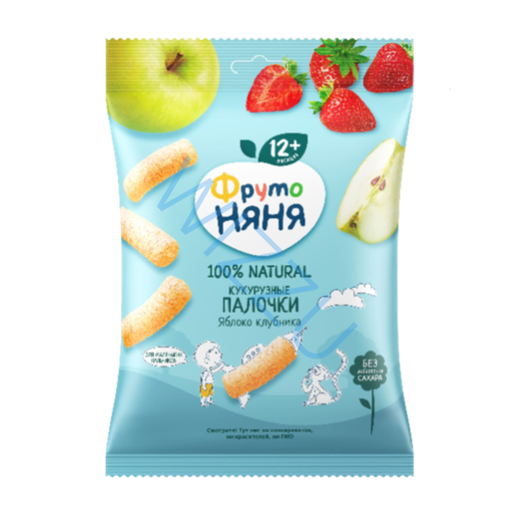 Кукурузные палочки с яблоком и клубникой ФрутоНяня, 20 г