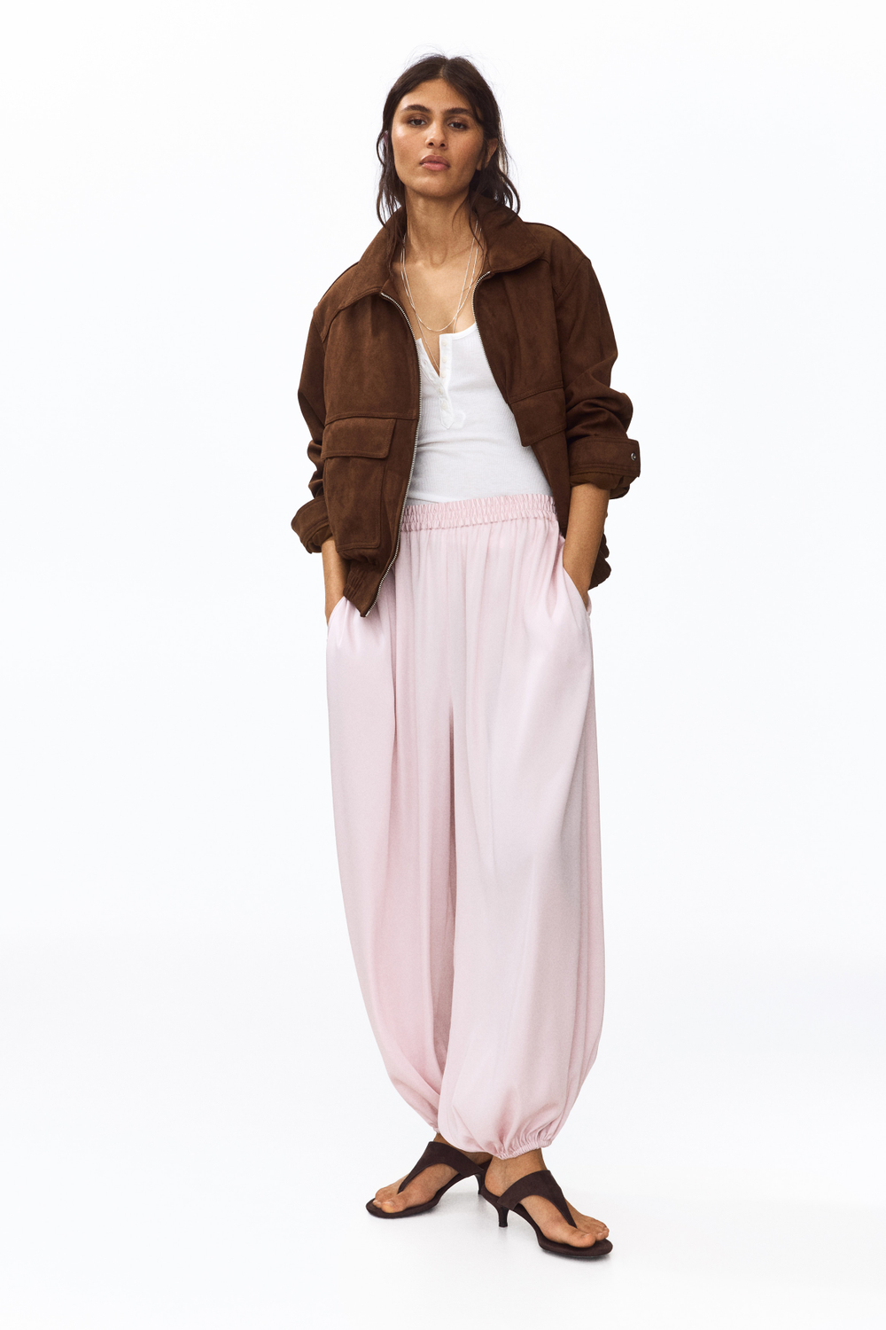 Атласные брюки со штанинами-баллонами - H&M