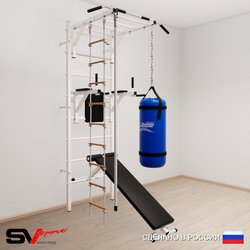 Шведская стенка Sv Sport усиленная 6552 (Турник рукоход/Брусья/Скамья/Канат/Лестница/Цепь/Мешок 22кг)