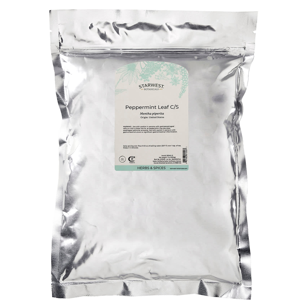Starwest Botanicals, листья перечной мяты, нарезанные и просеянные, 453,6 г (1 фунт)