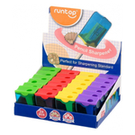 Точилка Runtop, одинарная, с контейнером, серия "Бирюза", фигурный корпус, 3.5*2.5 см