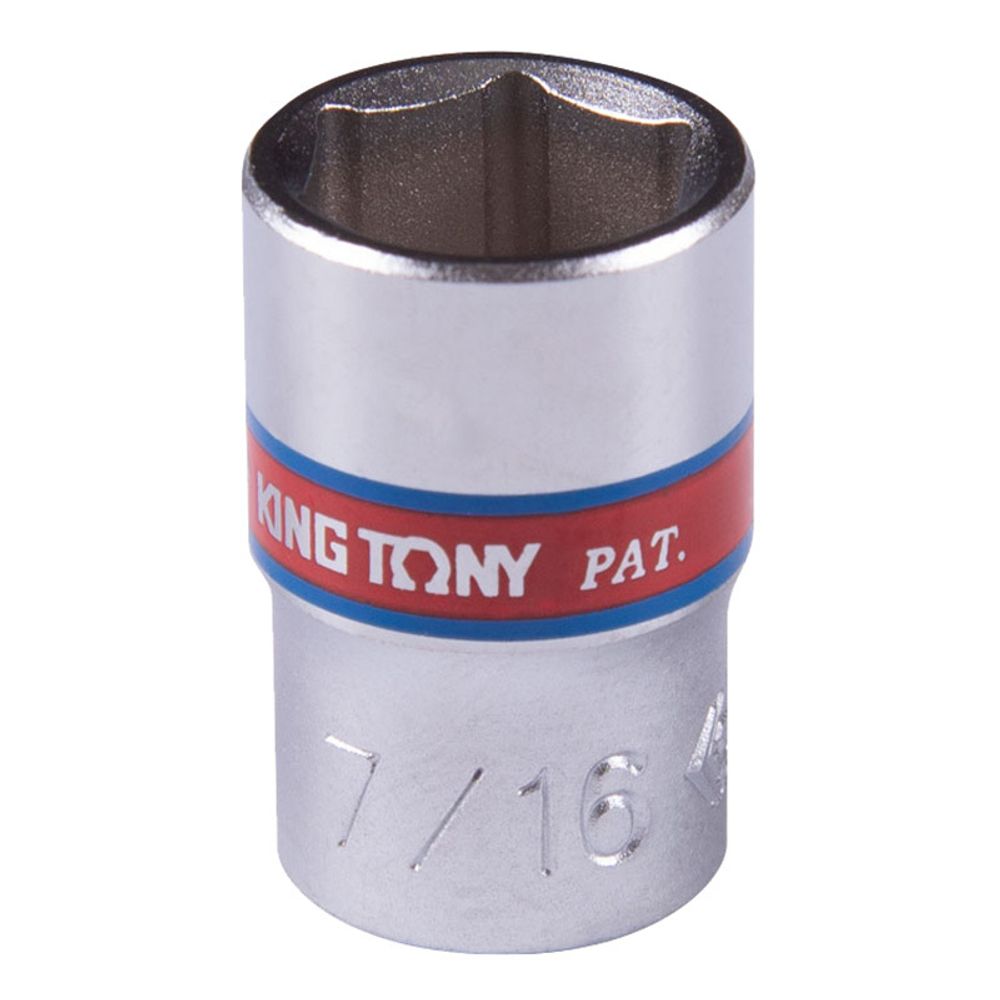 KING TONY (233514S) Головка торцевая стандартная шестигранная 1/4", дюймовая 7/16"