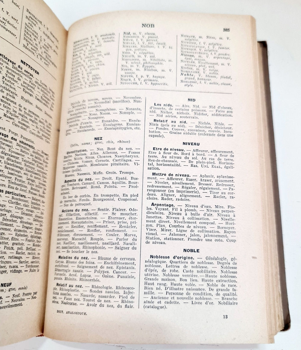 Dictionnaire analogique repertoire moderne des mots par les idees, des idees par les mots (Аналоговый словарь современный справочник слов по идеям, идей по словам), Par Charles Maquet, Paris, Larousse, 1936