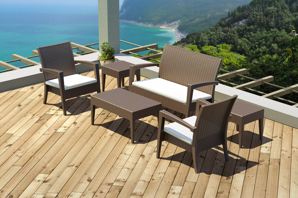 Столик пластиковый плетеный журнальный Siesta Contract Miami Lounge Table, коричневый