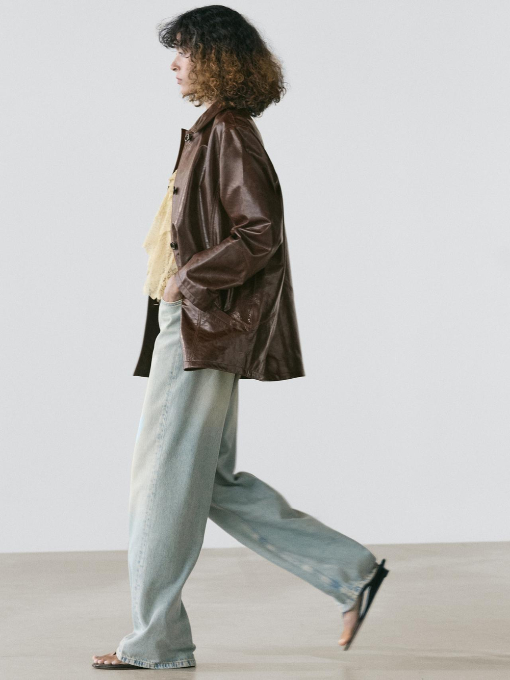 Massimo Dutti Куртка из кожи наппа, коричневый