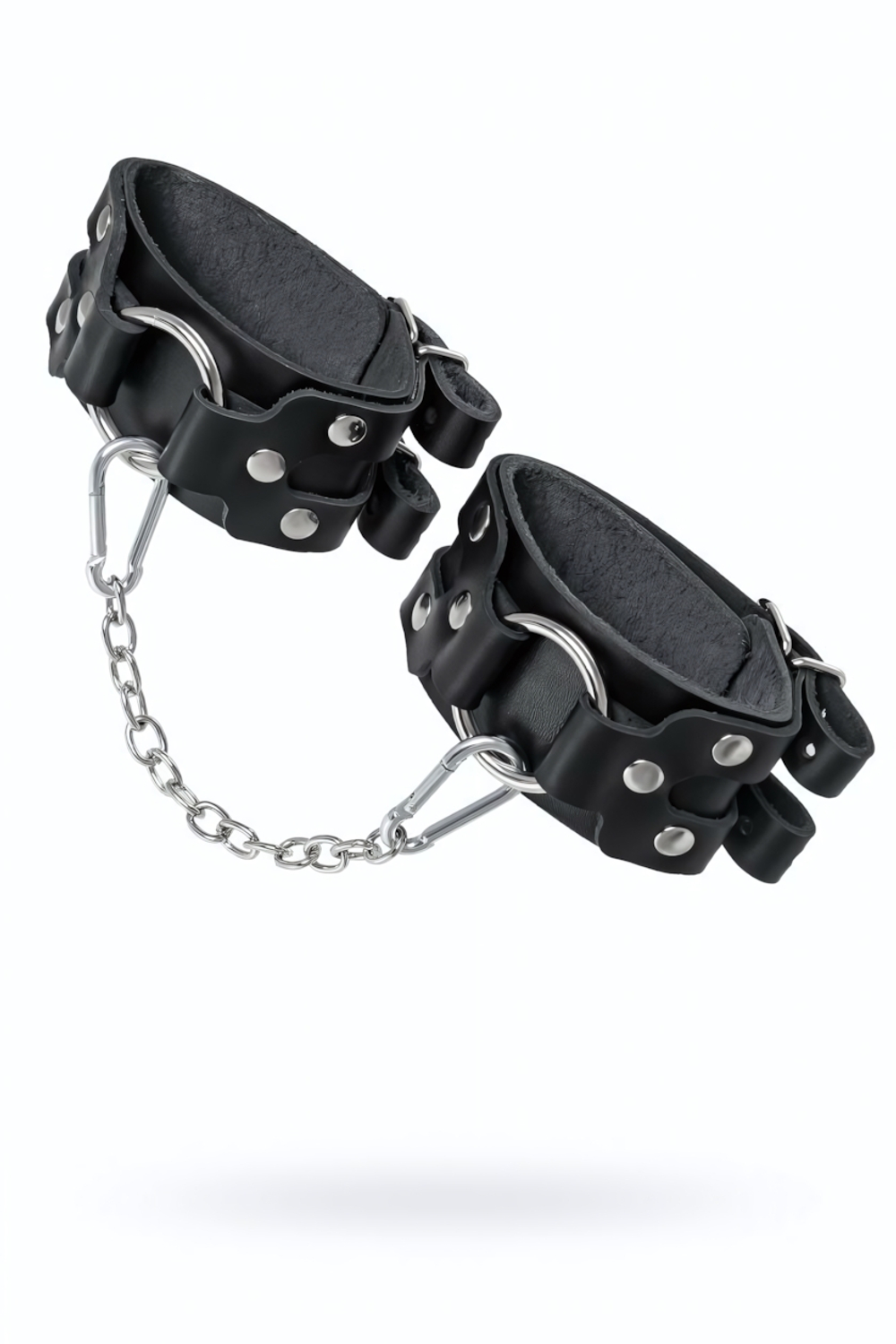 Оковы BDSM с двумя ремешками натуральная кожа чёрные