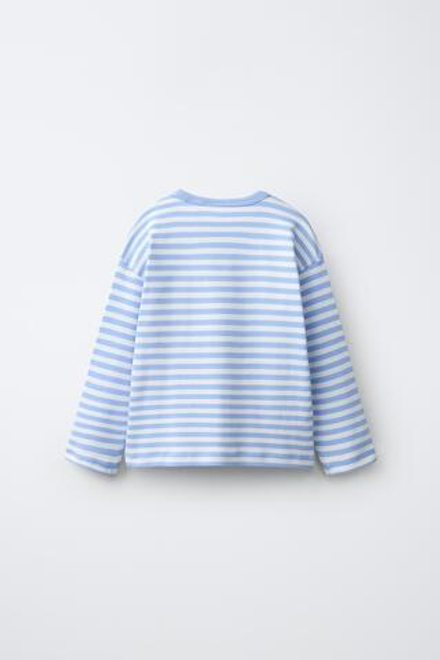 ZARA ЛОНГСЛИВ В ПОЛОСКУ С ВЫШИВКОЙ «ЖИВОТНОЕ», ПОЛОСКИ