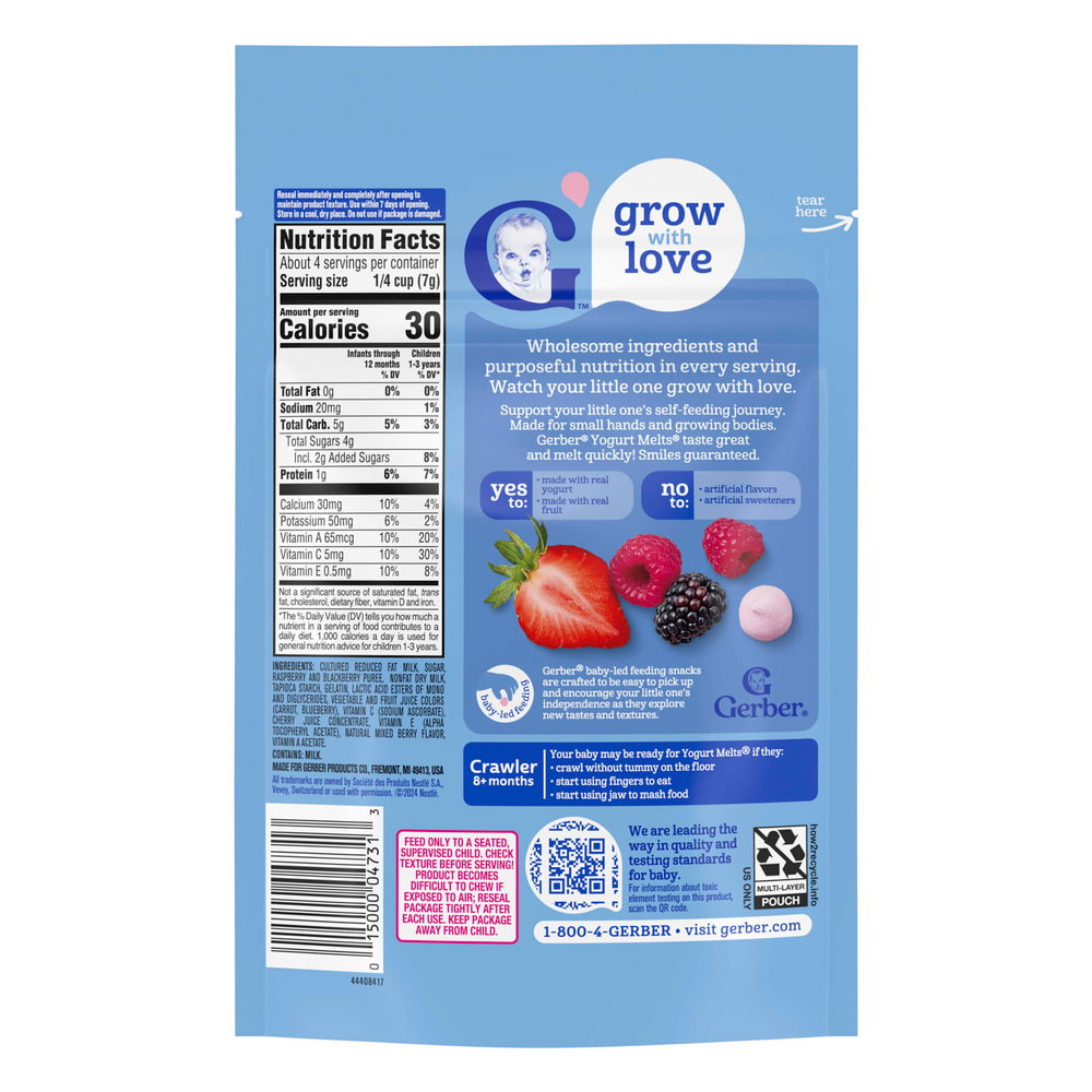 Gerber, Yogurt Melts®, для детей от 8 месяцев, ягодное ассорти, 28 г (1 унция)