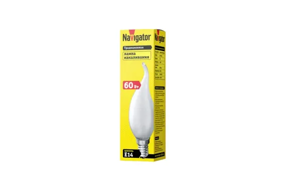 Лампа Navigator 60Вт Е14 свеча на ветру матовая 16397