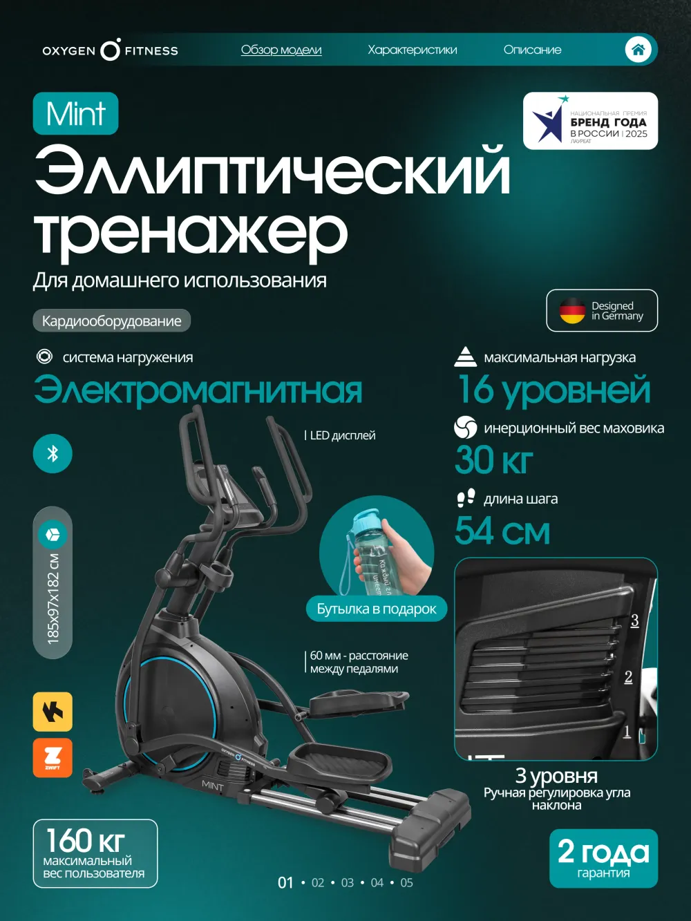 Эллиптический тренажер OXYGEN FITNESS MINT