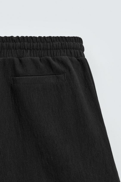 ZARA ШОРТЫ-ДЖОГГЕРЫ ИЗ РЕЛЬЕФНОЙ ТКАНИ, ЧЕРНЫЙ
