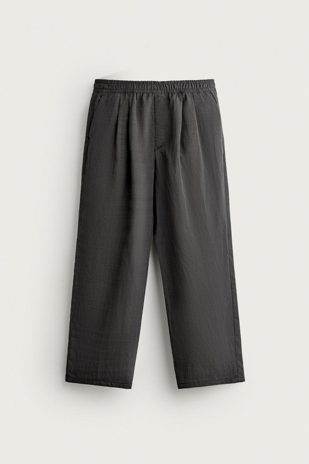 ZARA БРЮКИ RELAXED FIT В ПОЛОСКУ, АНТРАЦИТОВО-СЕРЫЙ