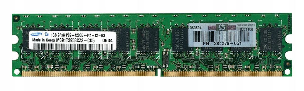 Оперативная память HP 1GB DL320 G4 2Rx8 PC2-4200E Unbuffered ECC 398448-001