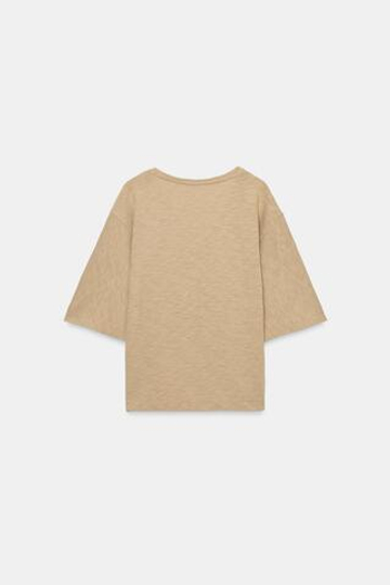 ZARA ФУТБОЛКА С V-ОБРАЗНЫМ ВЫРЕЗОМ, РЫЖЕВАТО-КОРИЧНЕВЫЙ