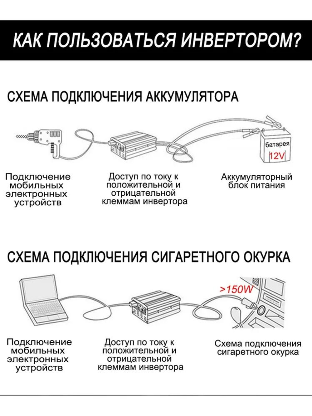 Инвертор 12V-220V 2600W черный универсальная розетка Lvyuan