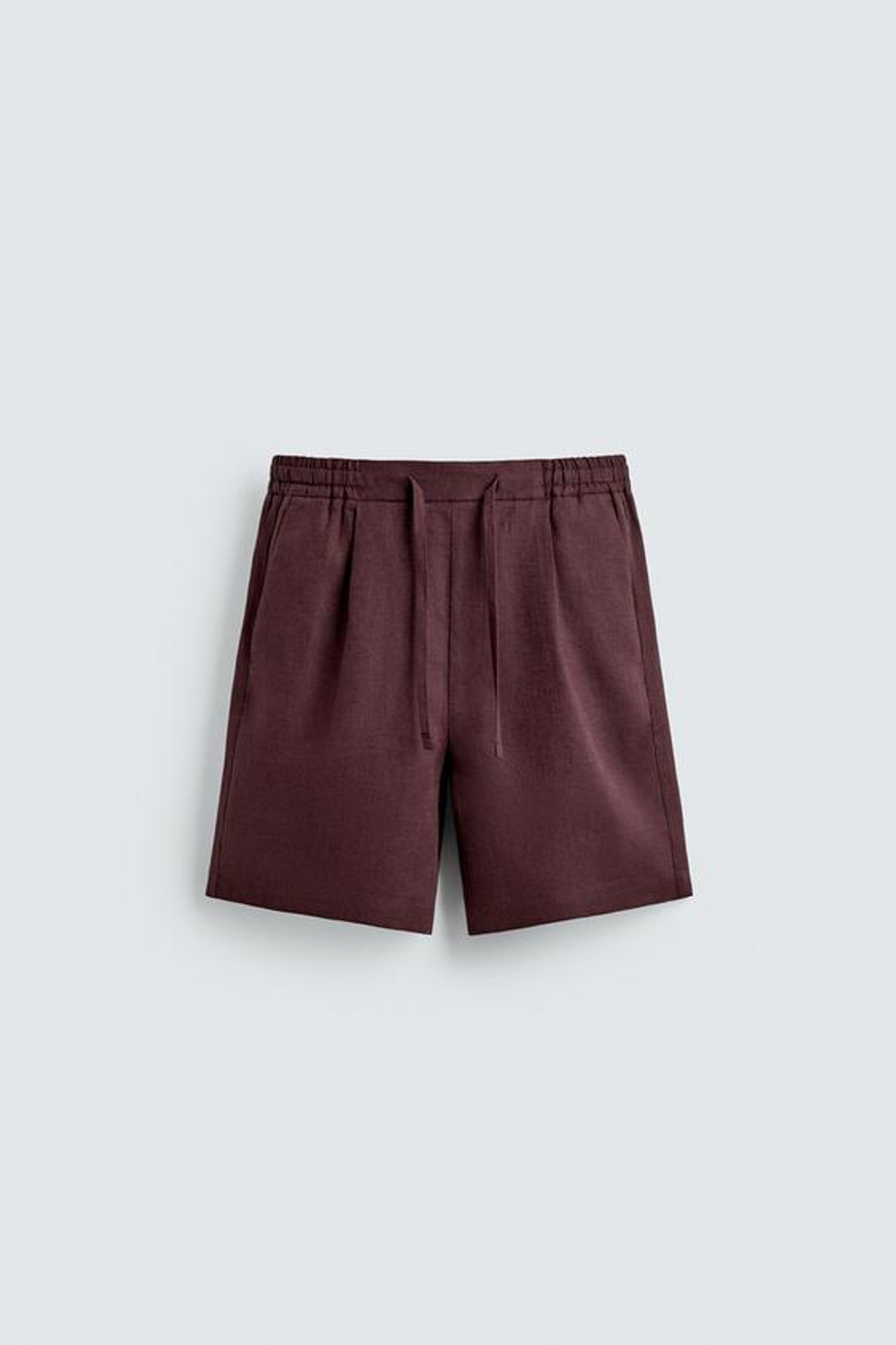 ZARA ШОРТЫ RELAXED FIT ИЗ 100% ЛЬНА, БОРДОВЫЙ