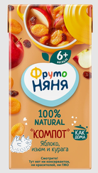 FRUTONANNY. 0,2 L. Kompot. Alma, kişmiş, ərik qurusu ((6+ ay) (1x18)