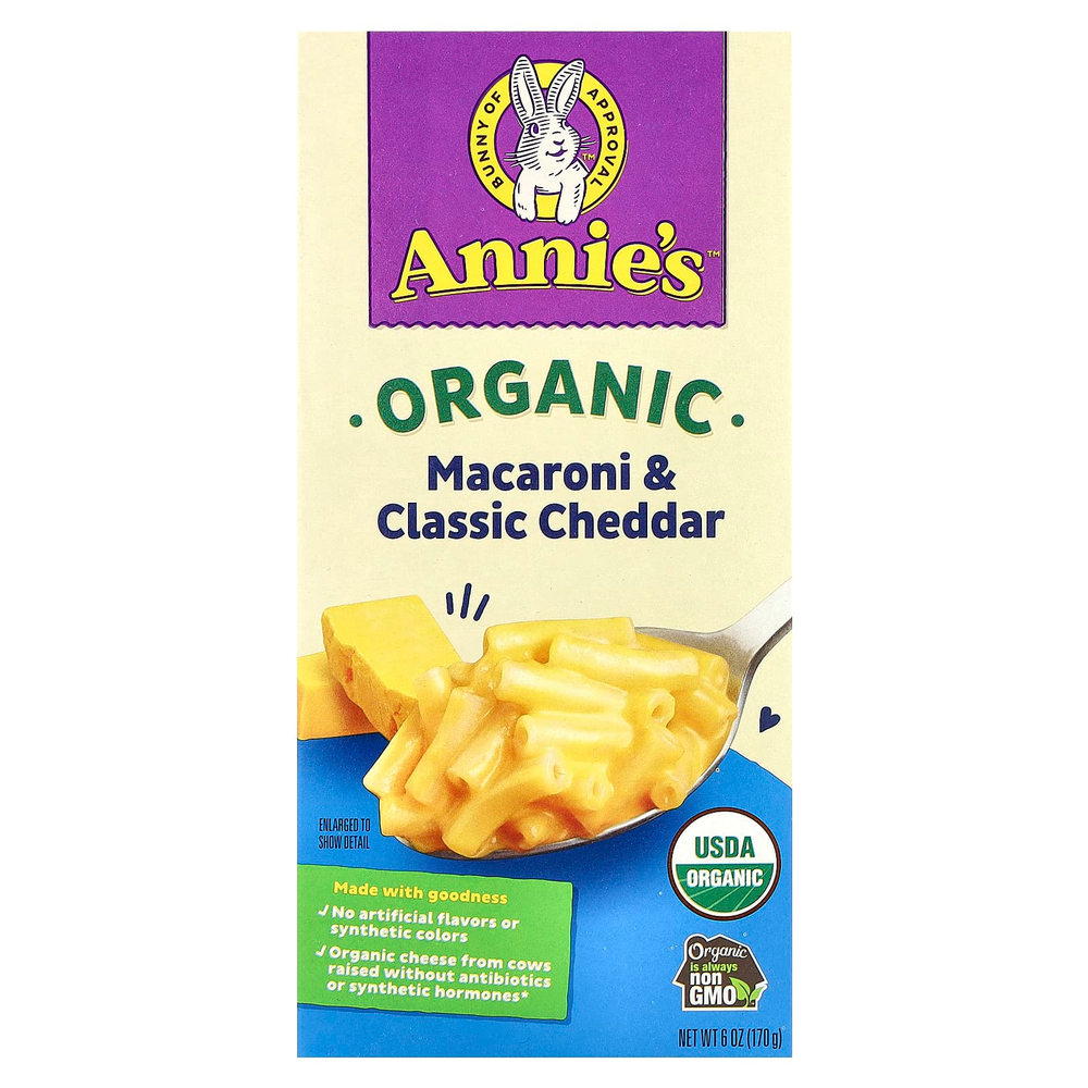Annie's Homegrown, органические макароны с классическим чеддером, 170 г (6 унций)