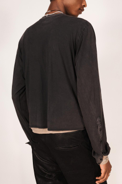 ZARA ФУТБОЛКА С НАГРУДНИКОМ HENLEY, ЧЕРНЫЙ