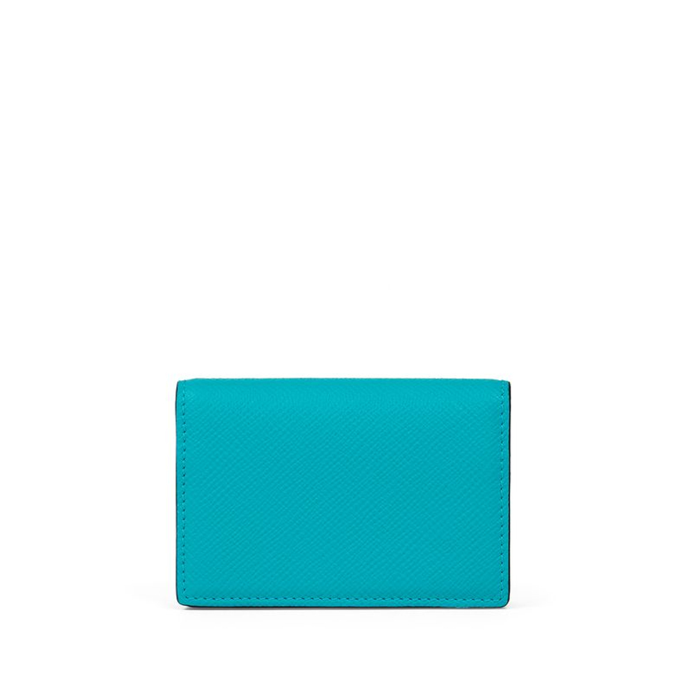 Smythson Картхолдер Folded Card Case with Snap Closure in Panama, Nile Blue