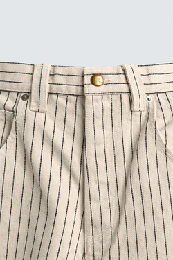 ZARA ШОРТЫ-ДЖОРТСЫ RELAXED FIT В ПОЛОСКУ, ЭКРЮ